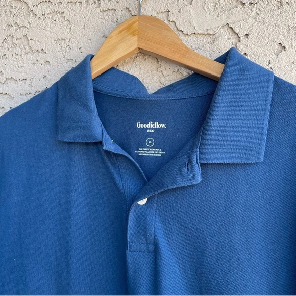 Goodfellow & Co Men's Blue Collared Button Short Sleeve Polo Shirt Size X-Large - Picture 5 of 6